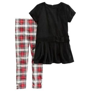 Carter's Girls' 2-Piece Velour Top & Plaid Legging